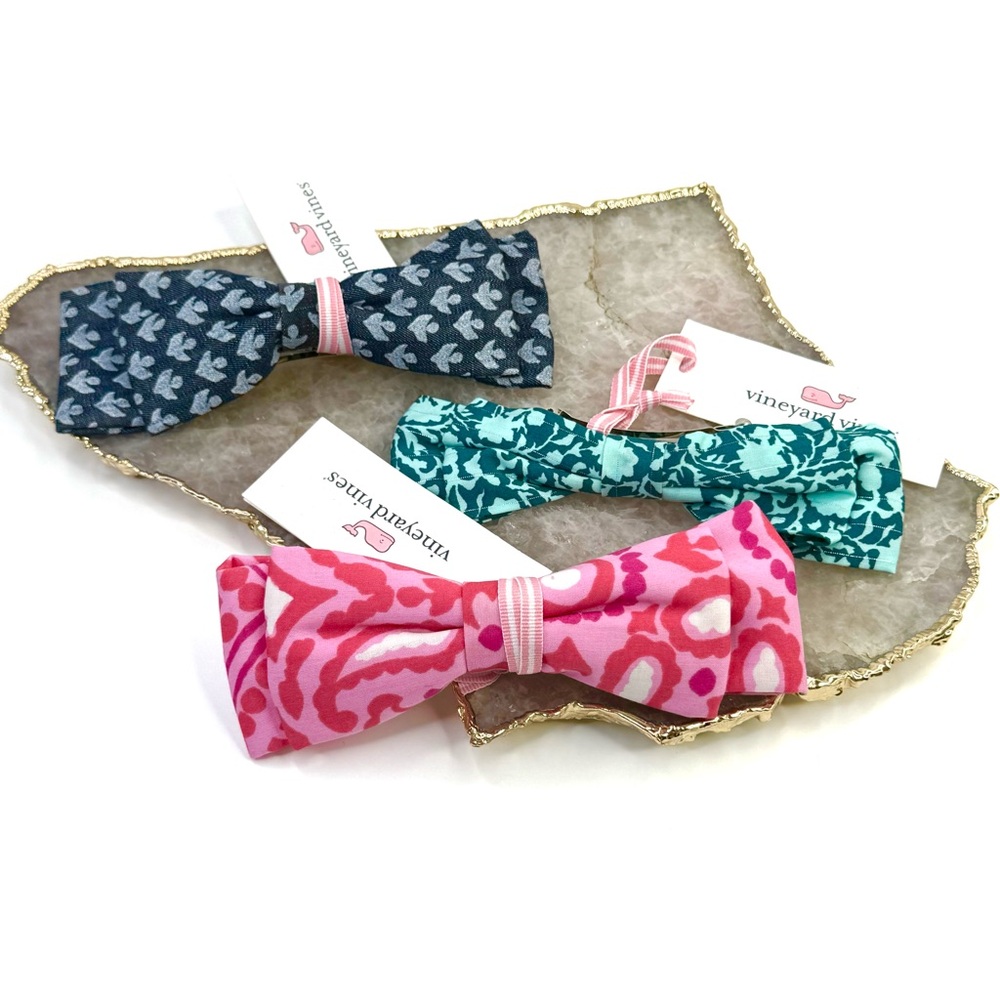 Vineyard Vines 3PC Hair Bow Barrette Trio Bundle